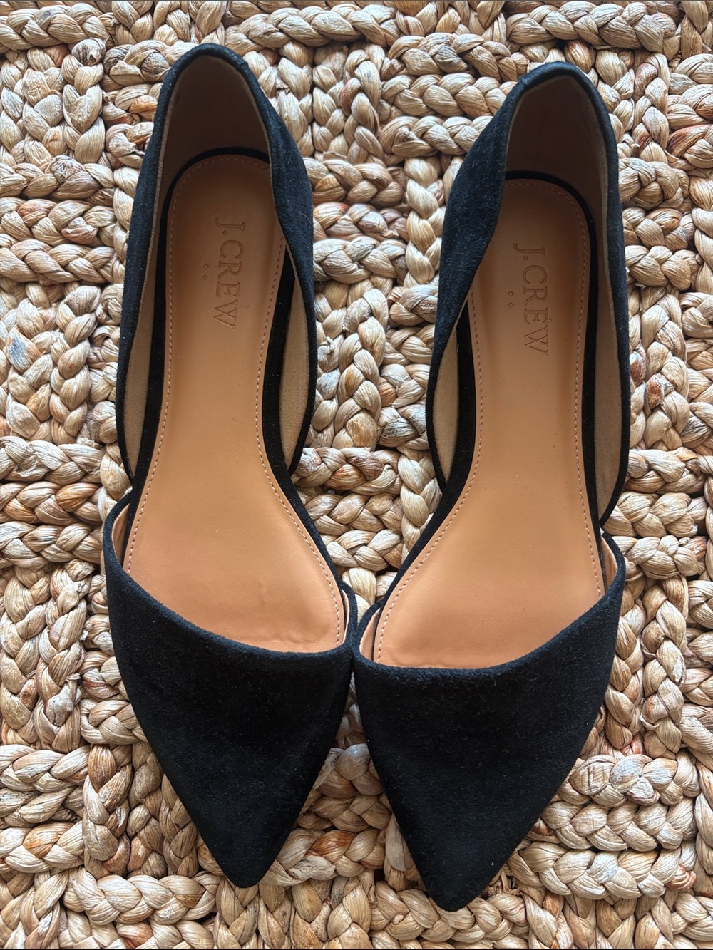 J. Crew Black Suede Pointed D'Orsay Flats - Women's size 7